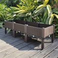 thumbnail image 2 of 3pcs Elevated Garden Bed with Feet, Classic Woven Black Plastic Flower Pot, Suitable Outdoor Use-Flowers, Vegetables, Vanilla Lightweight and Durable, Multi-Component Design, Raised Garden Bed, 2 of 13