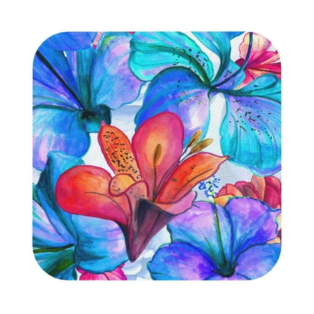 

Matuu Bright Flowers for Cup Coasters Set of 6 Leather Coasters Desk Coasters for Office Measures 4” x 4” Square