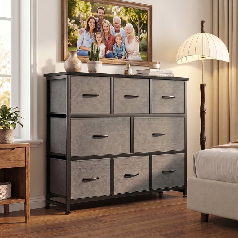 edx 8-Drawer Fabric Dresser, Gray, Retro Design photo 2