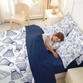 thumbnail image 4 of Castle Fairy Badminton Sport King Bedding 7pcs, Ball Game King Bed in a Bag, White Navy,Navy Blue Reversible, 4 of 7