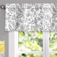 thumbnail image 5 of DriftAway Julia Watercolor Blooming Flower Floral Lined Thermal Insulated Window Curtain Valance Rod Pocket 14"L x 52"W Plus 1.75" Header Gray 1 Pack, 5 of 7