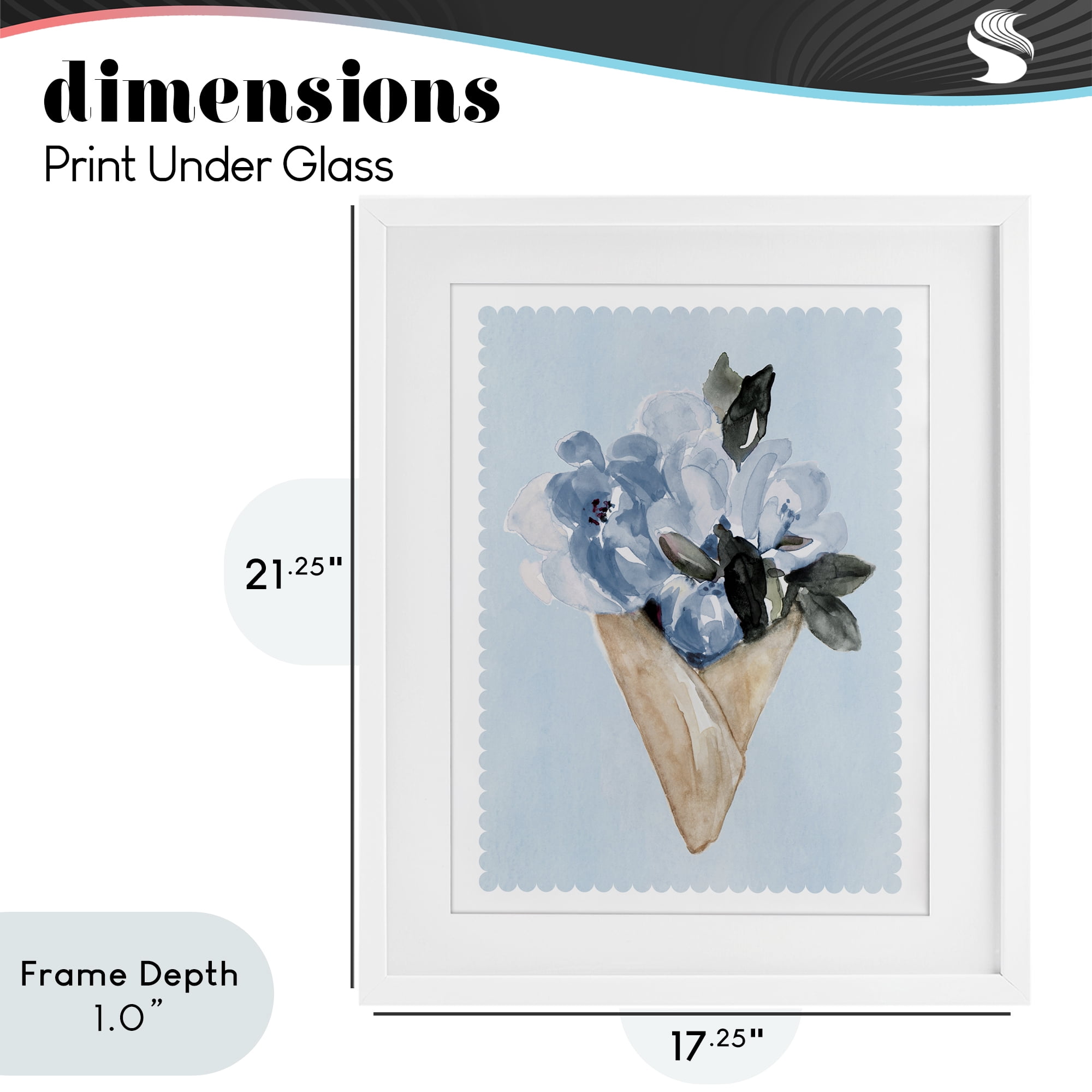 Stupell Industries Blue Flower Gift Bouquet White Framed Print Under Glass, design by Elizabeth Medley