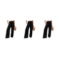 thumbnail image 3 of Pantalones Qarigey Verano Primavera Casual Pierna ancha Elástico Negro XXL, 3 of 6