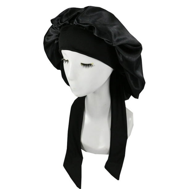 Gorro de Dormir Fernando para niñas negro 40 cm Turbante con correas