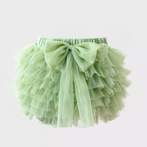 Girl Fashion Solid Color Mesh Tutu Half Skirt Style Girl's Cute Skirt (Green 6-12 Months)
