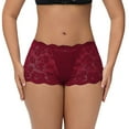 thumbnail image 1 of PMVFHDE Culottes en Dentelle pour Femmes Shorty Décontracté Quotidien Respirant Confortable sous-Vêtements Rouges, 1 of 3