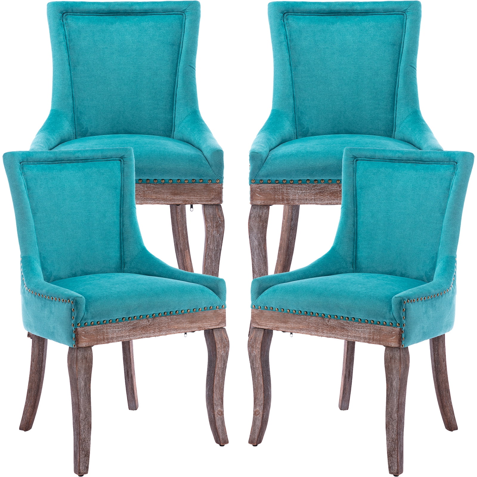 Blue Thickened Fabric Dining Chairs Set of 4, Kitchen & Dining Room