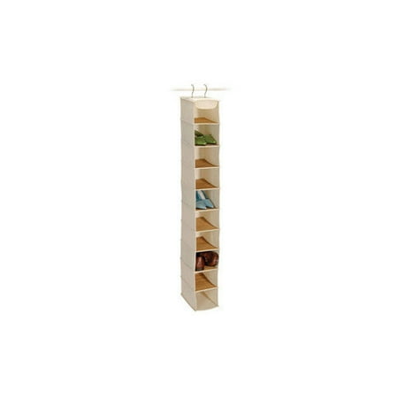 Richards Homewares Bamboo and Natural Canvas Storage 10 Shelf Shoe Organizer