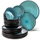 thumbnail image 2 of MAGMALIFE Vajilla Moonlight, Set De 12 Piezas De Gres Resistente A Rayaduras, Con Platos Grandes, Pequeños Y Tazones. Elegante, Duradera, Para 4 Personas, Apta Lavavajillas Y Microondas (Negro), 2 of 11