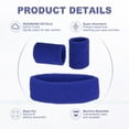 thumbnail image 3 of Uxcell Sweat Band Set Sports Terry Cloth Headband Wristband Moisture Wicking Head Band for Workout Blue, 3 of 7