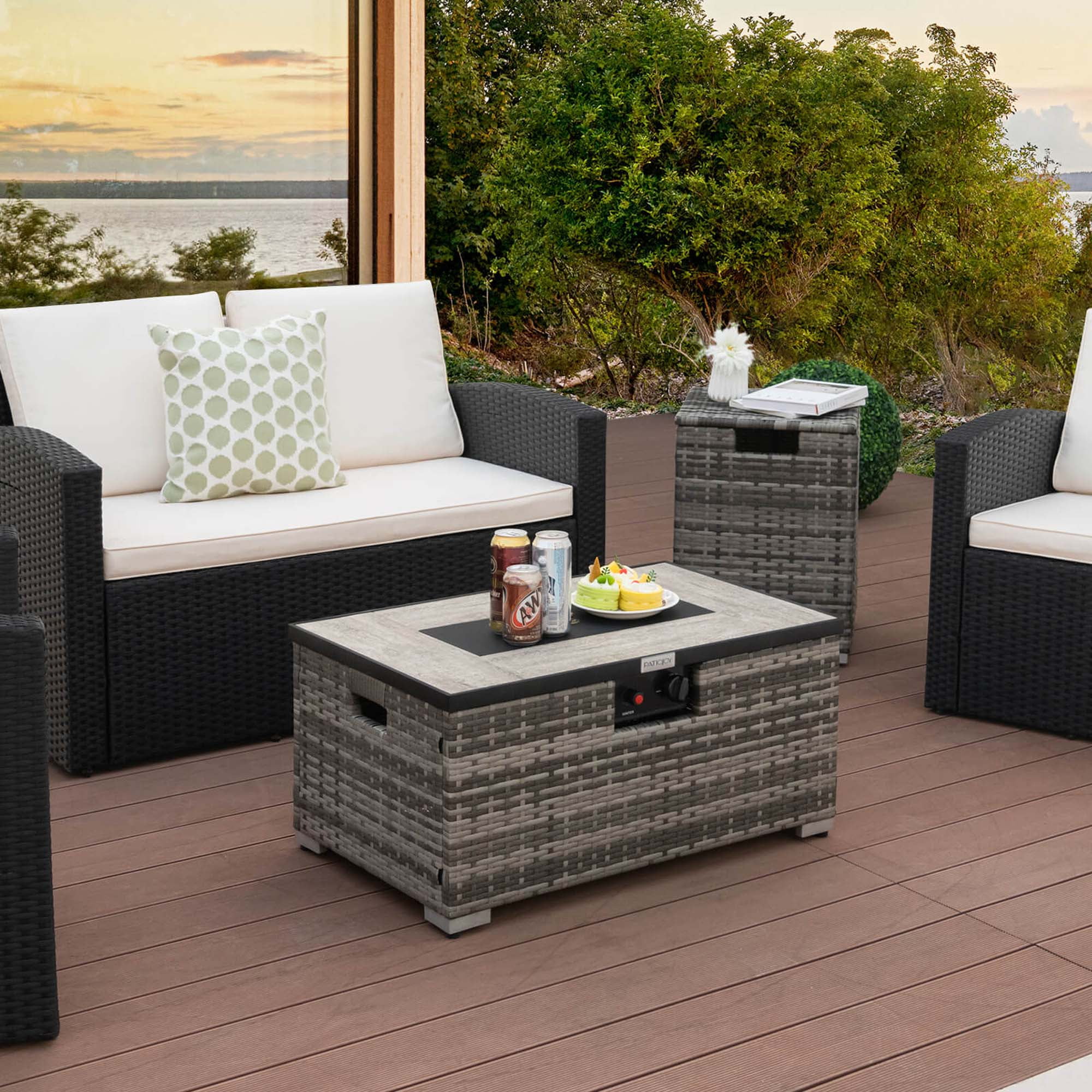 Costway 32" x 20" 40,000 BTU Propane Fire Pit Table with Tank Holder and PVC Cover