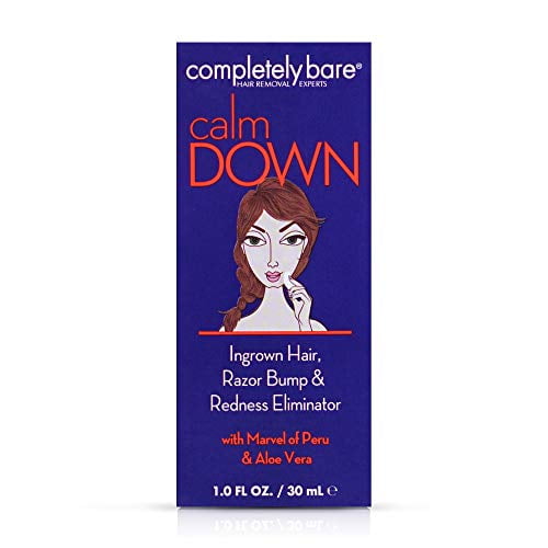 Completely Bare Calm Down Ingrown Hair, Razor Bump & Redness Eliminator- Aloe Vera & Witch Hazel, Skin Soothing, Reduce and Prevents Ingrowns, Irritation Free, Cruelty-Free & Paraben-Free Formula 1oz