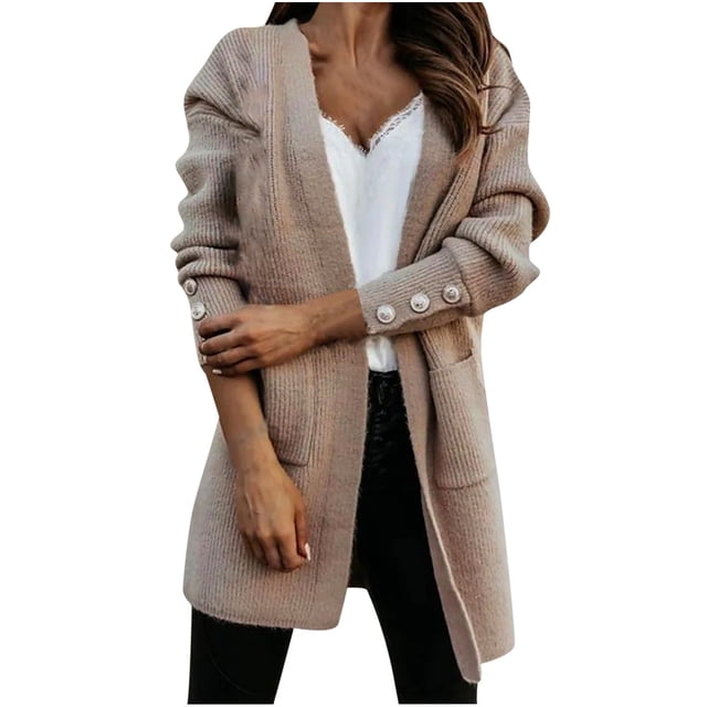 CEHVOM Manteau Chandail Mode Femme Col en V Ample Manches Ajourées Liquidation