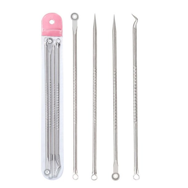 Removedor de espinillas y acné para mujer, dispositivo de belleza para el cuidado de la piel, limpiador de poros, gancho de aguja, 4 piezas