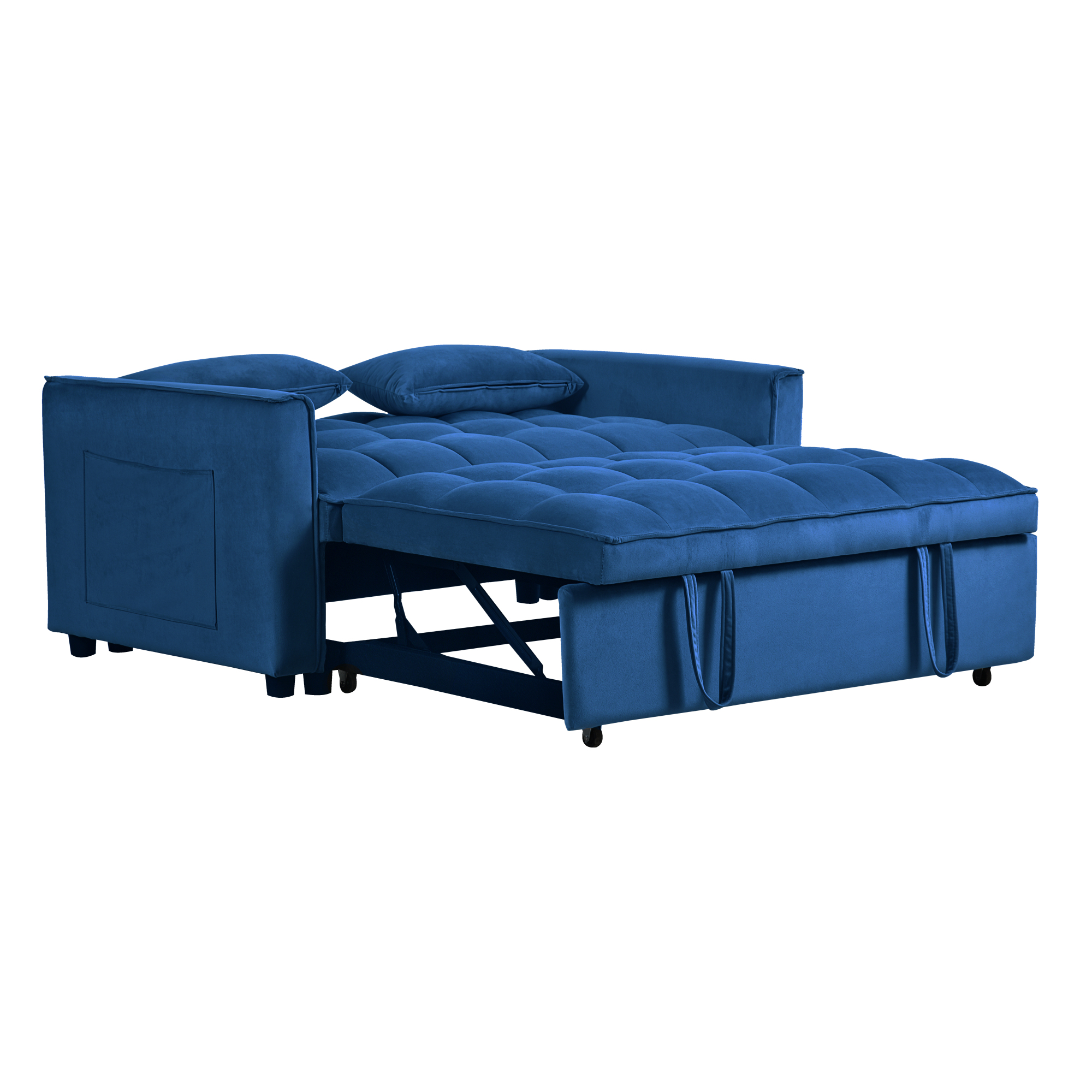 Convertible Sofa Bed,3-in-1 Sleeper Sofa with Pull Out Bed,Sleeper Futon Couch Loveseat with Adjsutable Backrest and Pillows for Living Room,Blue