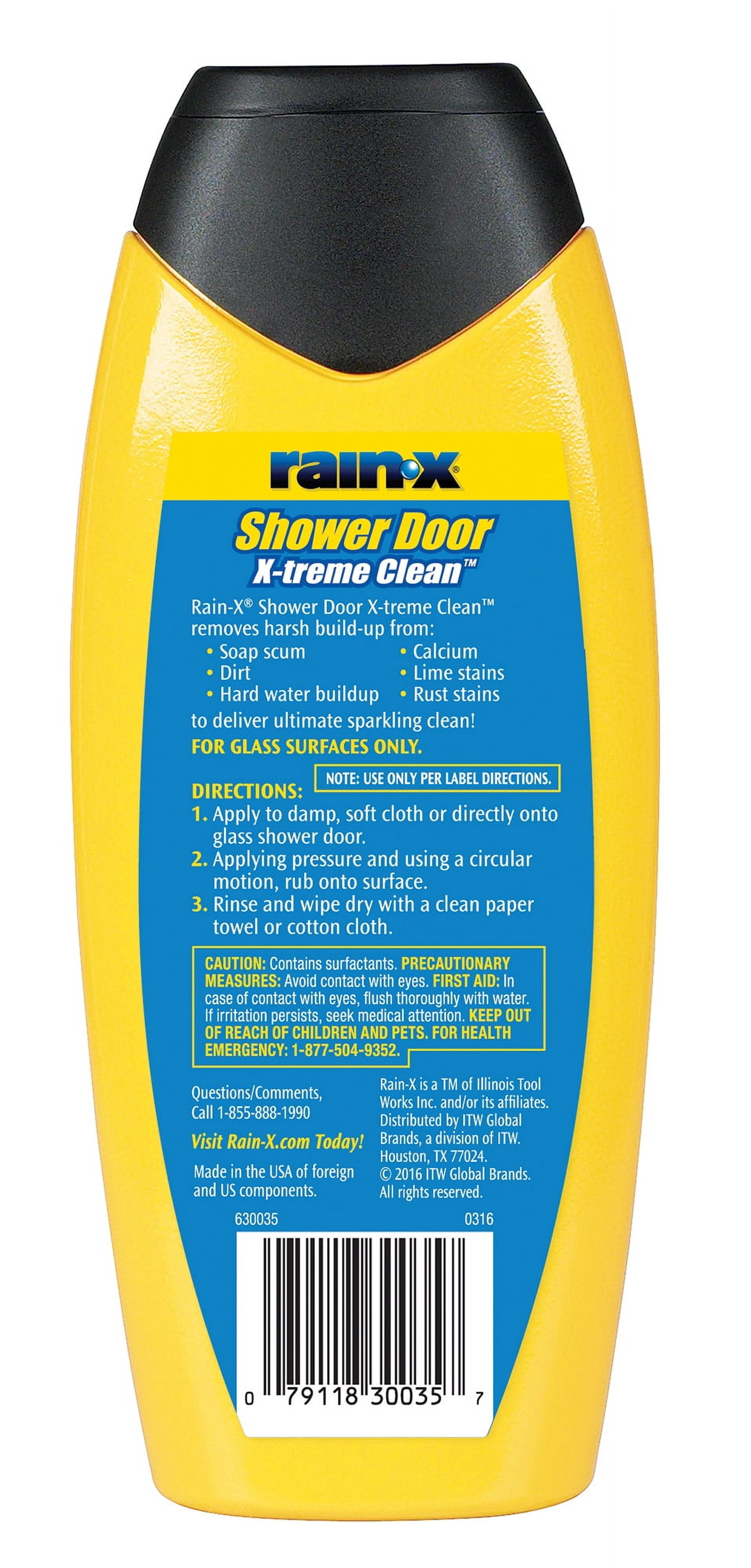 Rain-x x-Treme Clean Shower Door Cleaner, 12 Fl. Oz, Formulated To Glass Doors - Removes Soap Scum, Dirt, Hard Water Build-up, Calcium, Lime & Rust Stains - 630035