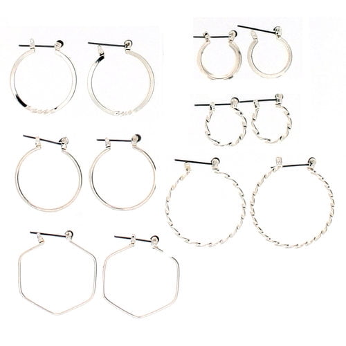 Time And Tru Eb Essentials Multi Ear 6-on Silver Hoop Ea