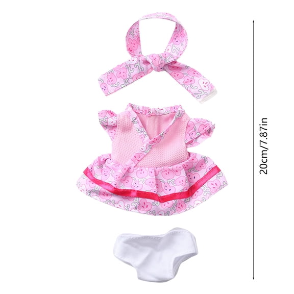 Clearance! 3Pcs Reborn Baby Doll Clothes Set for 8 Inch Baby Dolls, Floral Print Skirt, Matching Headband & Underwear, Baby Doll Accessories, Realistic Baby Dolls Dress Up Gift for Girls Age 3