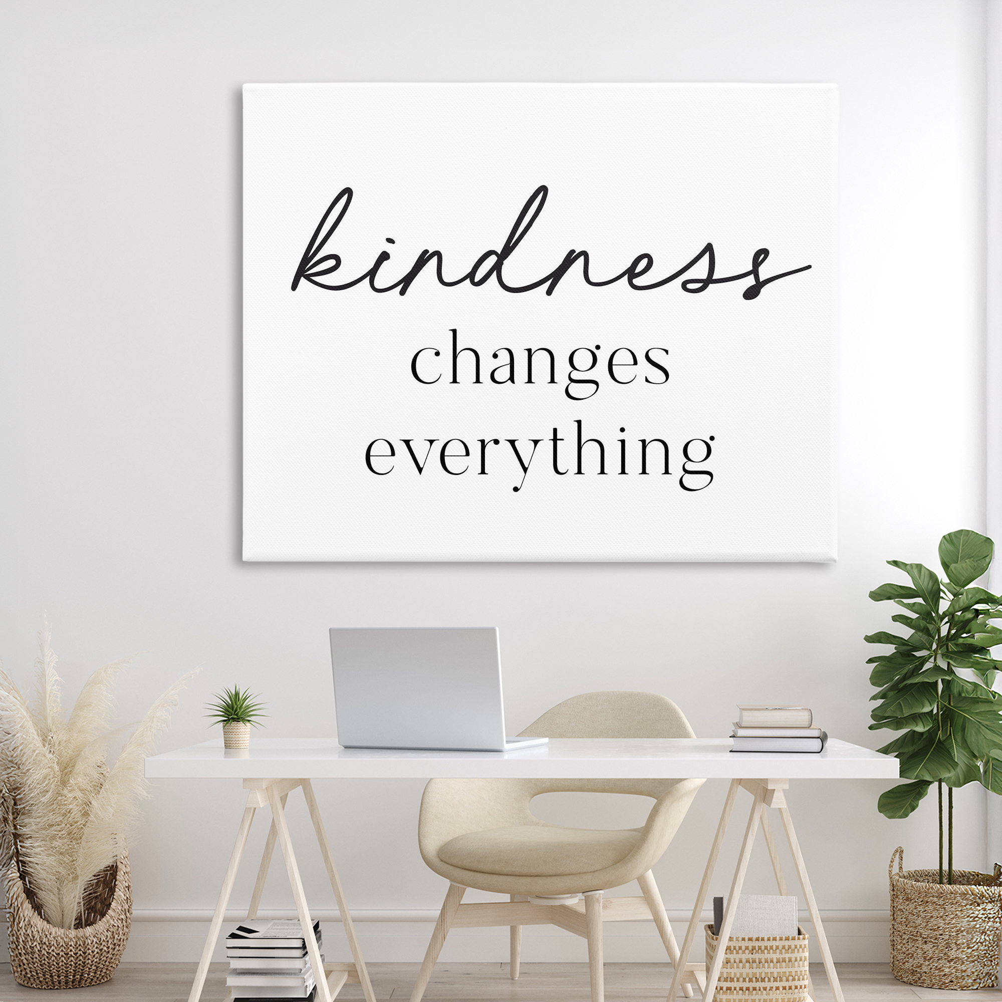Kindness Changes Everything Canvas Wall Art, design by Lettered and Lined