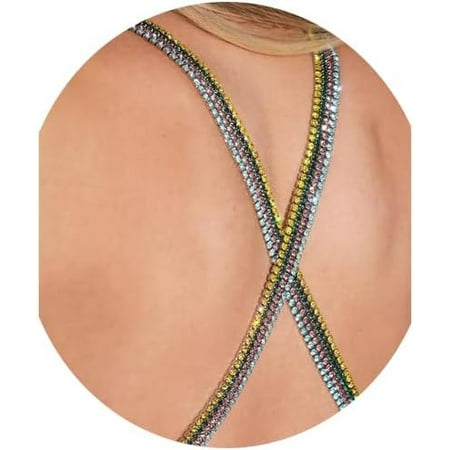 QIUYIDP 1Pair Luxury Rhinestone Lingerie Straps Jewelry Sexy Crystal Shoulder Strap Chain Festival Rave Rhinestone Underwear Chain Bridal Wedding Dress Bra Shoulder Chain for Women