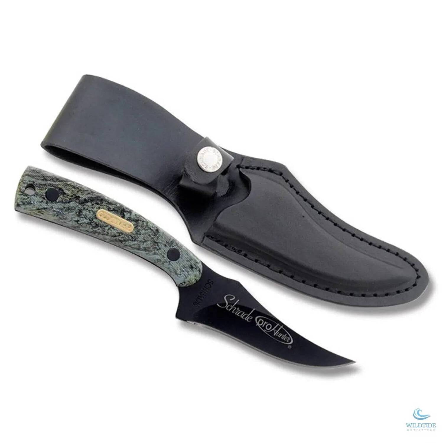 Old Timer Sharpfinger Fixed Blade Knife 3.3" Clip Point 7Cr17MoV Black Blade Delrin Handle Camo