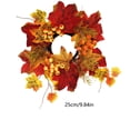 thumbnail image 3 of HHJZPR Artificial Maple Leaf Berry Candle Ring Wreath,9.84 Inch Fall Mini Wreath for Jar Candle Lantern Thanksgiving Harvest Table Decor, 3 of 6