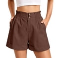 thumbnail image 2 of Utoimkio High Waist Button Shorts for Women Casual Paper Bag Waist Summer Shorts with Pockets, 2 of 7
