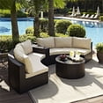 thumbnail image 2 of Afuera Living Modern 4 Piece Wicker Curved Patio Sectional Set in Brown and Sand, 2 of 25