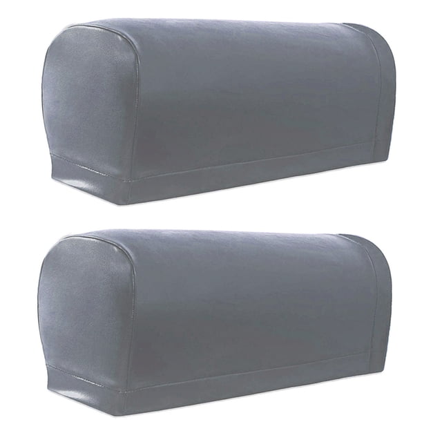 Protector de reposabrazos de sofá Sunnimix 2 piezas cuero PU elástico gris
