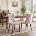 thumbnail image 3 of Paproos Dining Chairs Set of 2, Velvet Upholstered Dining Room Chairs with Button Tufted Back, Back Ring and Nailhead Trim, Modern Kitchen Chairs, Dinner Chairs with Solid Wood Legs, Beige, 3 of 13