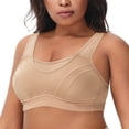thumbnail image 5 of Deyllo Women's Sports Bras Plus Size High Impact Full Support Non-padded Wireless Workout Running Exercise Bra Activewear, Beige 38C, 5 of 12