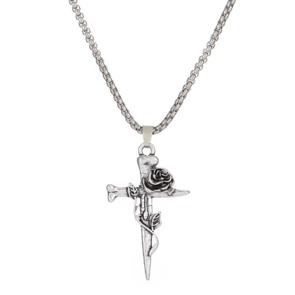 Cross Necklace for Men Silver Cross Chain Stainless Steel Pendant for Women Goth Necklace Gothic Christian Jewelry