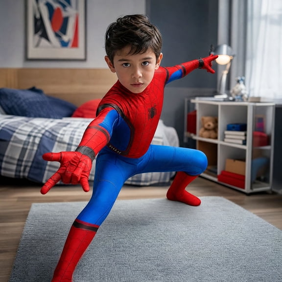 2026 New Halloween Spide Cosplay Costume, BDN Hero Costume Set, Cosplay Set Includes Jumpsuit with Mask, Unisex Halloween Outfit, 100(2-3 Years)