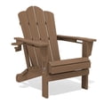 thumbnail image 2 of LOYALICE Folding Adirondack Chair with Dual Cup Holders, All-Weather HDPE Outdoor Patio Chair for Backyard, Poolside, Garden, Fire Pit, Brown, 2 of 11