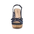 thumbnail image 6 of BLISSFUL STEP Women's Shoes Floral Lace Platform Peep Toe Wedge Heel Sandals Deep Blue 8, 6 of 7