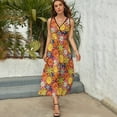 thumbnail image 3 of It's A Small World Flowers Dress Fashion Boho Beach Long Dresses Female Party Printed Maxi Dress, 3 of 9