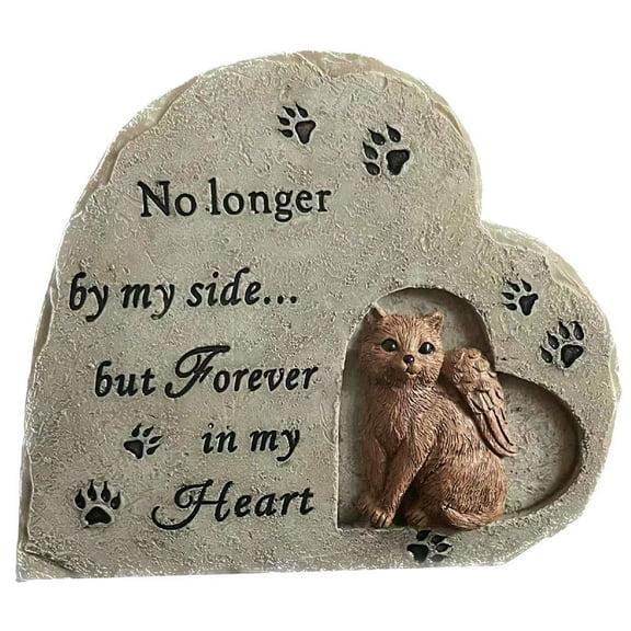 Soimiss Resin Cat Memorial Stone for Decor Use Comfortably Remembers Lost Pets 7 inch
