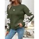 thumbnail image 5 of Suéteres de Cuello Redondo, Larga y Hombros Caídos con Estampado Floral para Mujer. Verde L, 5 of 9