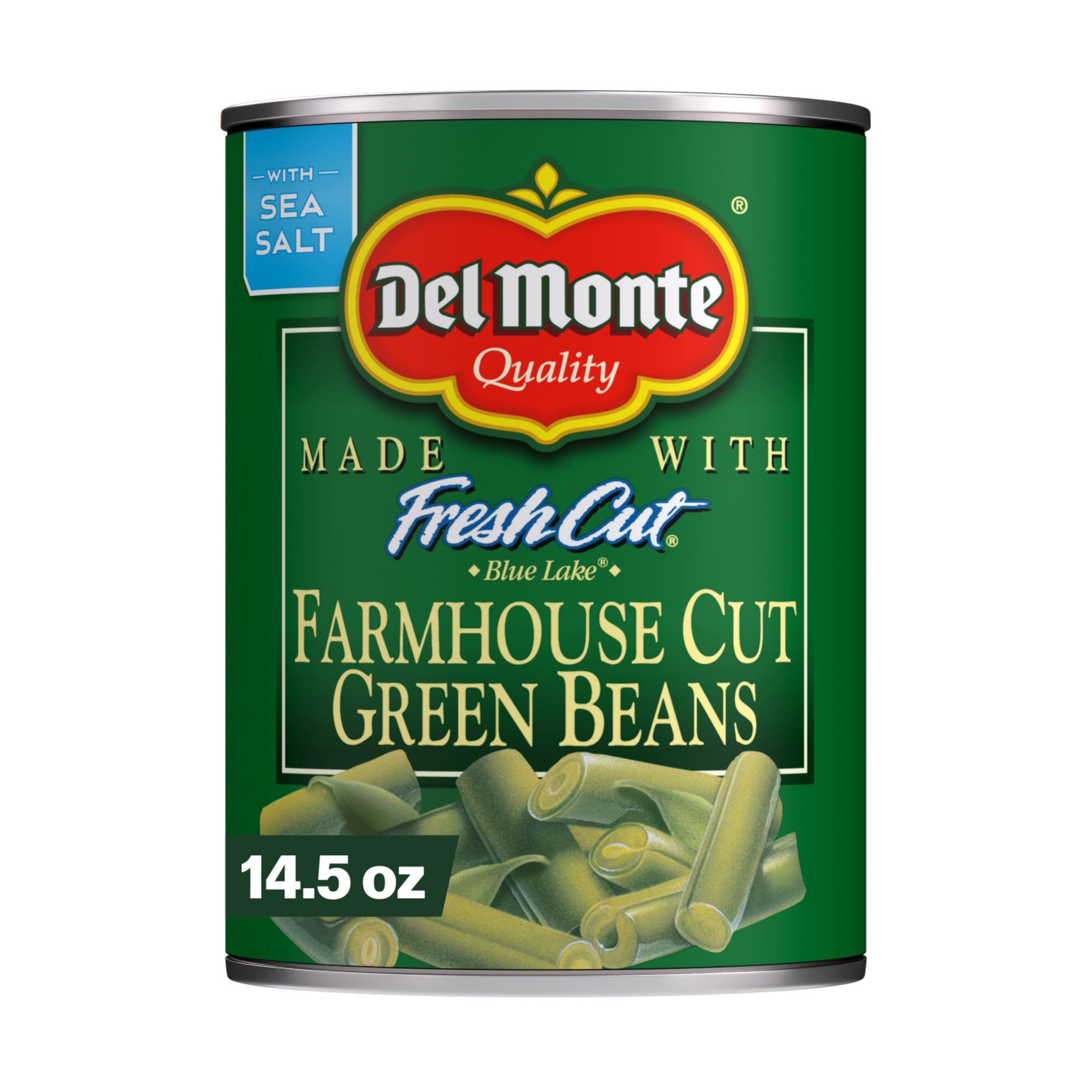 (3 pack) Del Monte Blue Lake Farmhouse Cut Green Beans, 14.5 oz Can, Canned Vegetables