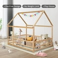 thumbnail image 4 of DreamBuck Full Size House Floor Bed with High Fence Guardrails, Wooden Montessori Bed Frame with Roof, Montessori Floor Bed Frame for Boys, Girls, Full Floor Bed for room, 4 of 7
