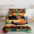 thumbnail image 2 of Feelyou Cute Anime Cat Bedding Comforter Set for Kids, Hippie Kitten Animal Twin Comforter Sets, Retro Leaf Botanical Reversible Bedding Set, Microfiber Bedroom Decor, 2-Piece, 2 of 8
