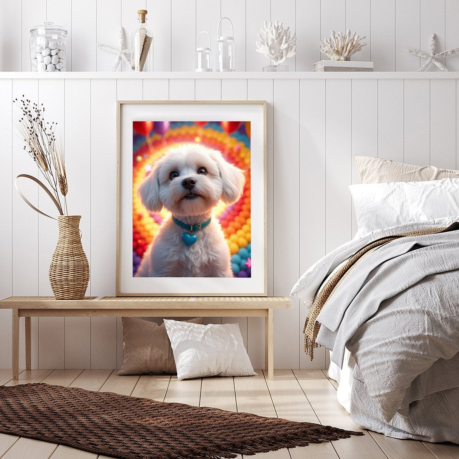 Diamond Art Kit for Adults, Cute Dog Colorful Background Diamond Painting for Adults Beginners, DIY Diamond Art Painting Kits, 5D Diamond Painting Crafts for Home Decor 12x16 Frameless