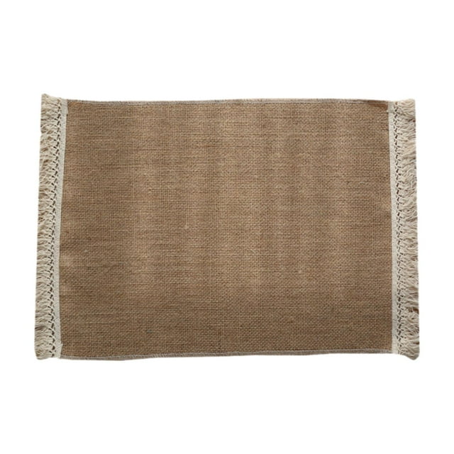 Mantel individual para mesa de comedor, mantel individual para mesa, mantel bohemio, mantel individual nórdico multifuncional de yute con borlas para Marrón