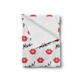 thumbnail image 2 of Kiss Soft Flannel Fleece Throw Blanket, Red Woman Lips Kiss Marks Pattern Romance Feminine Graphic Valentines Day, Cozy Plush for Indoor and Outdoor Use, 60" x 80", Vermilion White, by Ambesonne, 2 of 6