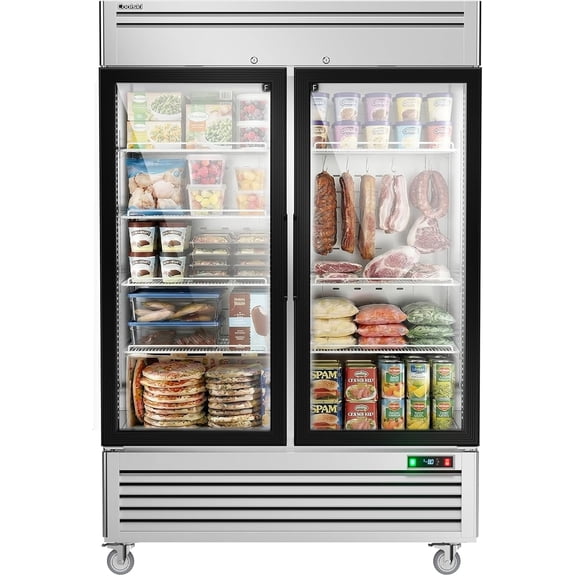 Coolski 54 in. 47.5 cu. ft. Auto / Cycle Defrost 2-Glass Door Commercial Reach In Display Upright Freezer in Stainless Steel