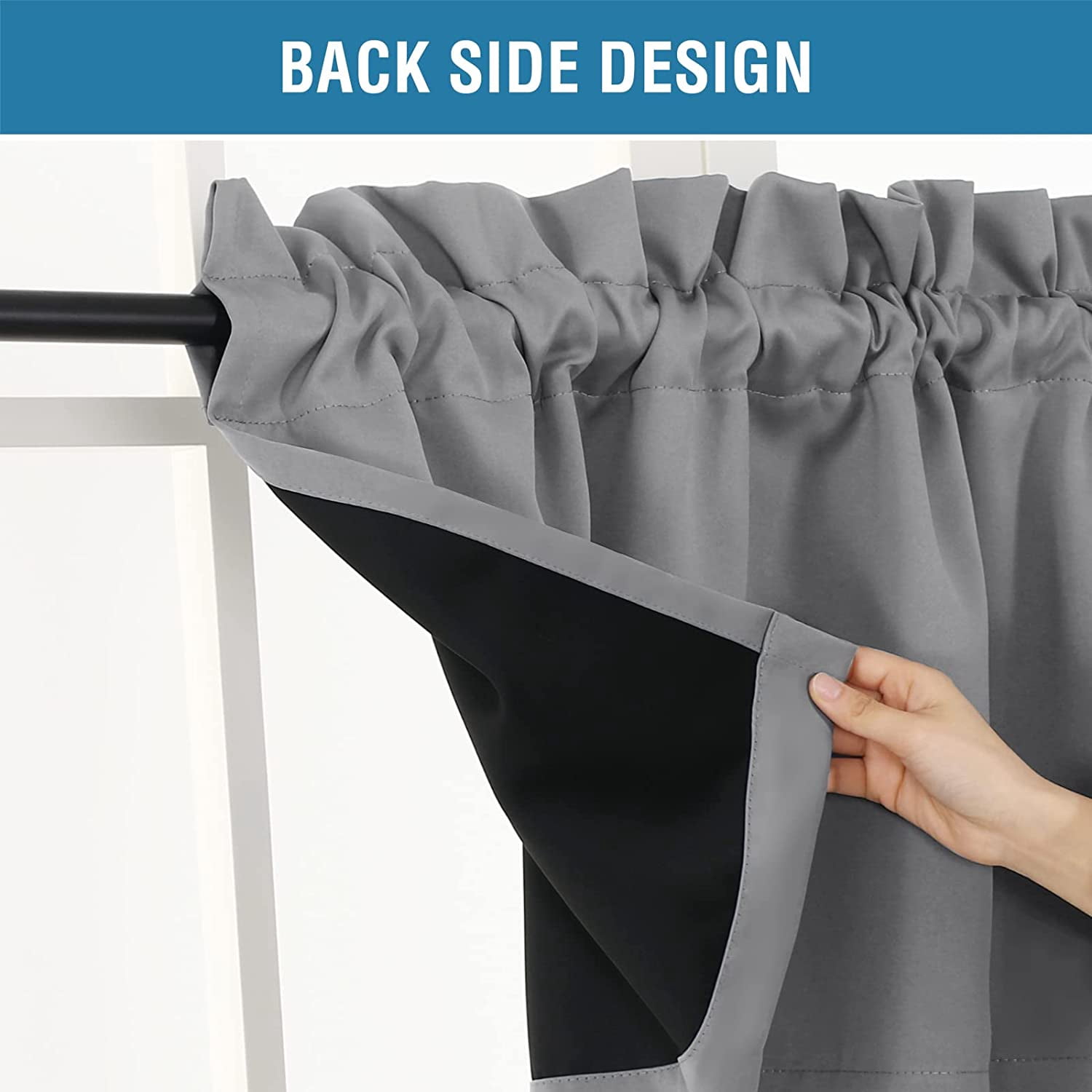 Blackout Curtain Valances for Kitchen Windows/Bathroom/Living Room/Bedroom Thermal Insulated Rod Pocket Valances for Windows, 2 Pack, 52" x 18"