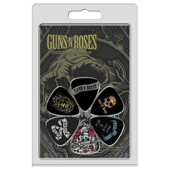 Perris Guns N' Roses Pics de Guitare sous Licence - 6 Pack, Noir, Gris, Blanc