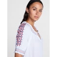 thumbnail image 5 of Time and Tru Women's Embroidered Peasant Top, Sizes XS-XXXL, 5 of 6