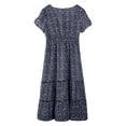 thumbnail image 4 of Daeful Robes pour Femmes Robe Chemise à Manches Courtes Robe de Plage Col Carré Robe d'Été Bleu Foncé 2TG, 4 of 9