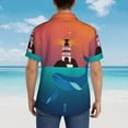thumbnail image 4 of Pofeuu Lighthouse and Whale Print Hawaiian Shirt for Men Sleeves Casual Button Down Summer Beach Dress Shirts T-Shirts,X-Large, 4 of 7
